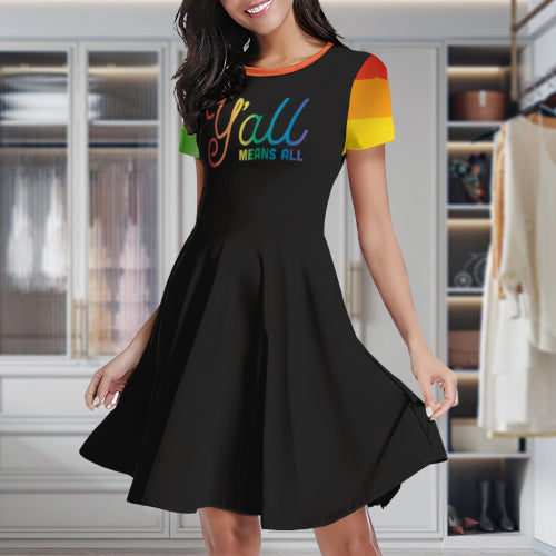Femmoora ™ Rainbow Sleeve “Y’all” Dress