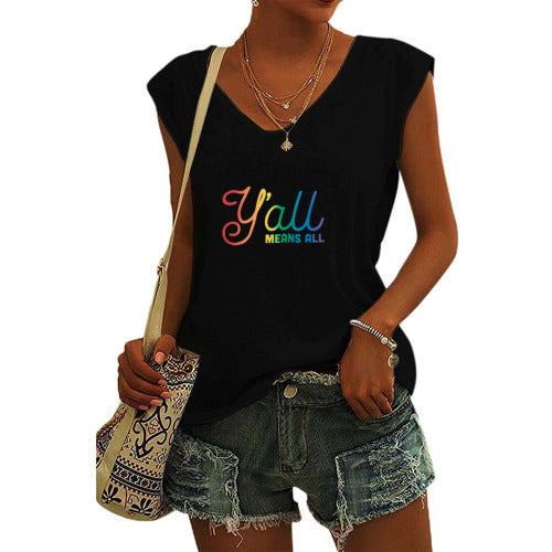 Femmoora ™ Y’all Means All Rainbow Tee